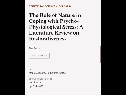 The Role of Nature in Coping with Psycho-Physiological Stress: A Literature Review on… | RTCL.TV